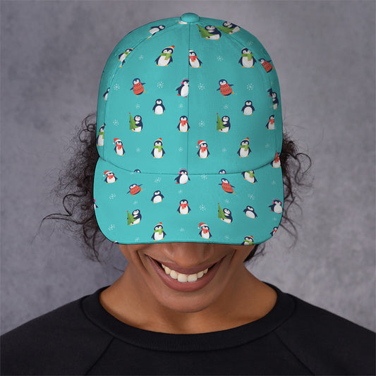 Cute Snowy Penguin Pattern Print Baseball Cap
