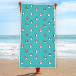Cute Snowy Penguin Pattern Print Beach Towel