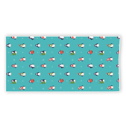 Cute Snowy Penguin Pattern Print Beach Towel
