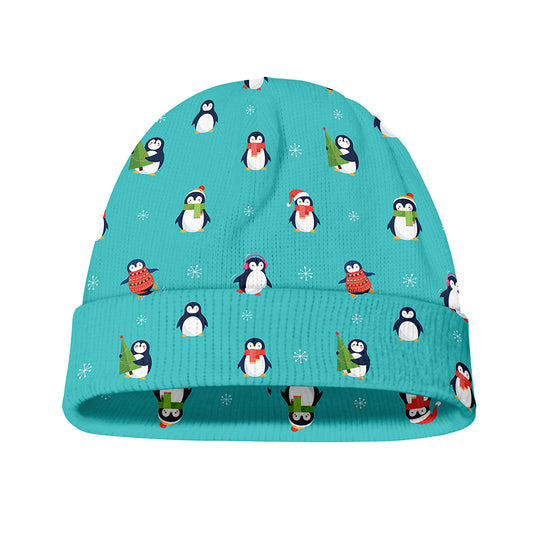 Cute Snowy Penguin Pattern Print Beanie