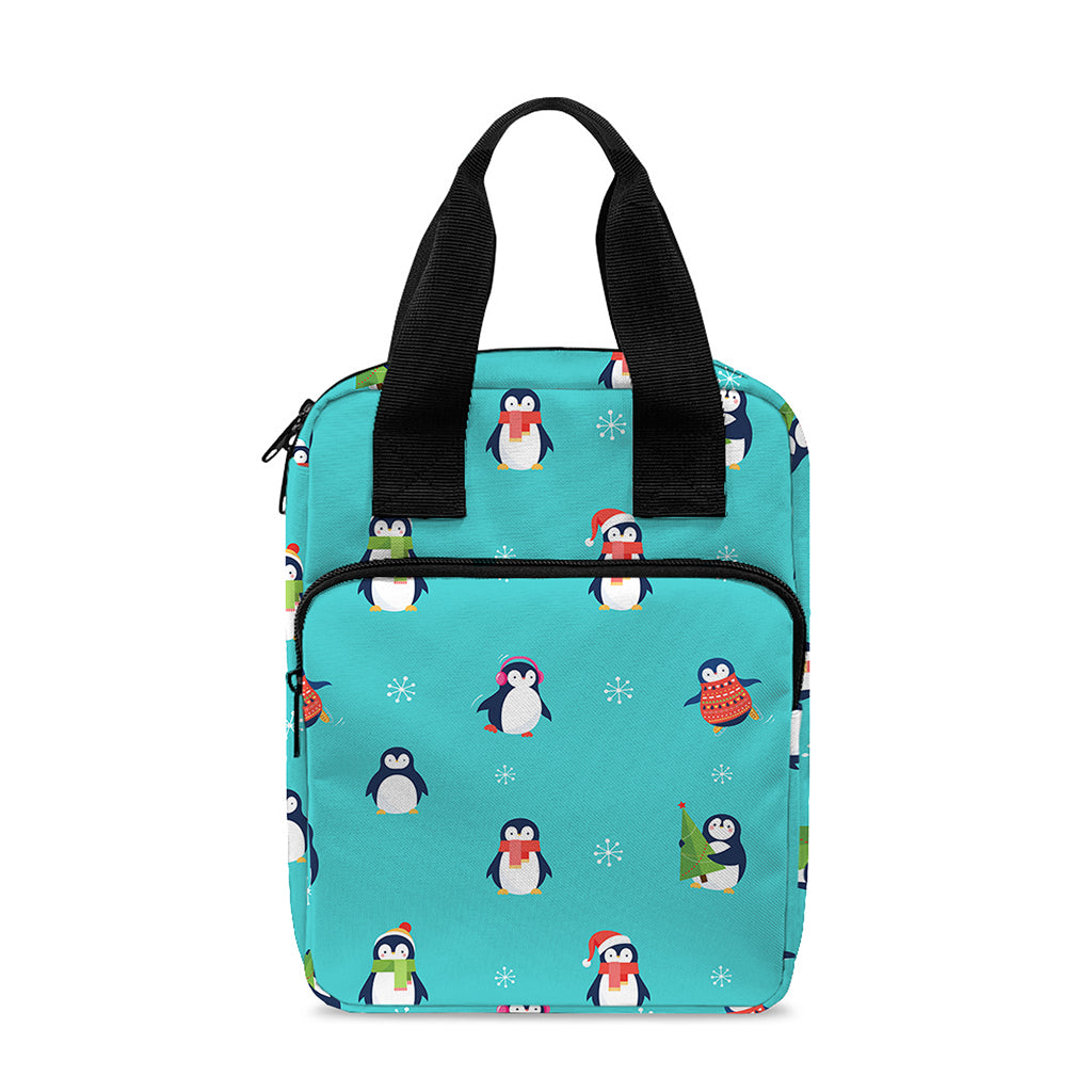 Cute Snowy Penguin Pattern Print Bible Tote Bag