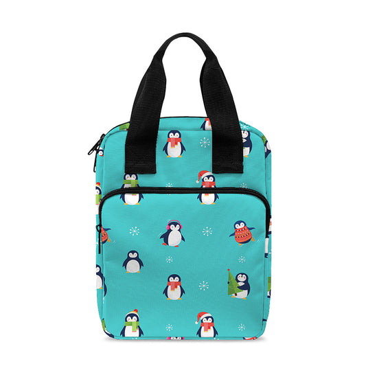 Cute Snowy Penguin Pattern Print Bible Tote Bag