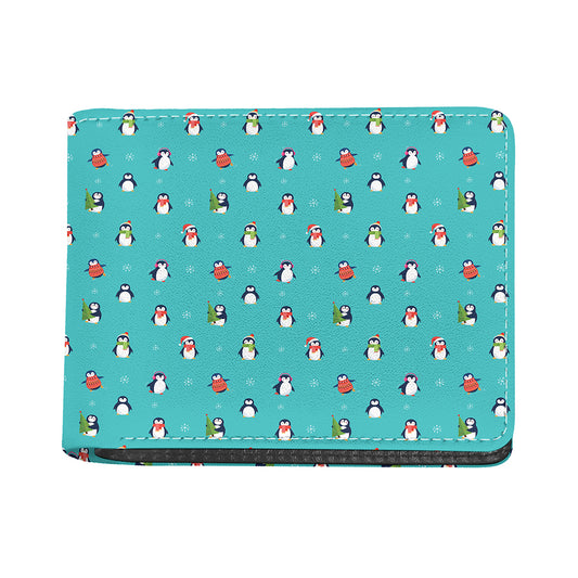 Cute Snowy Penguin Pattern Print Bifold Wallet
