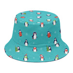 Cute Snowy Penguin Pattern Print Bucket Hat