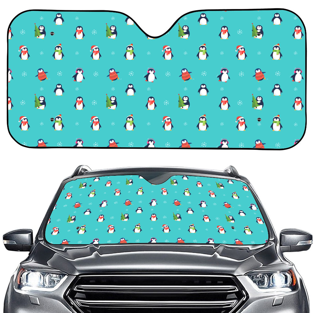 Cute Snowy Penguin Pattern Print Car Windshield Sun Shade