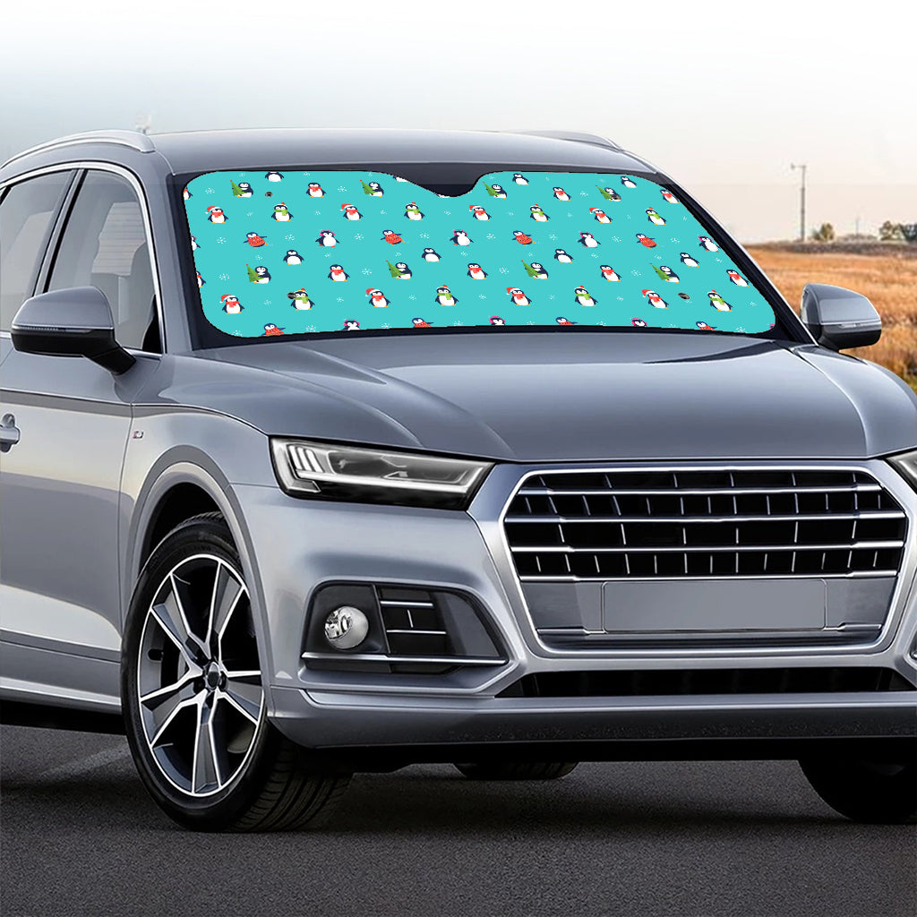 Cute Snowy Penguin Pattern Print Car Windshield Sun Shade