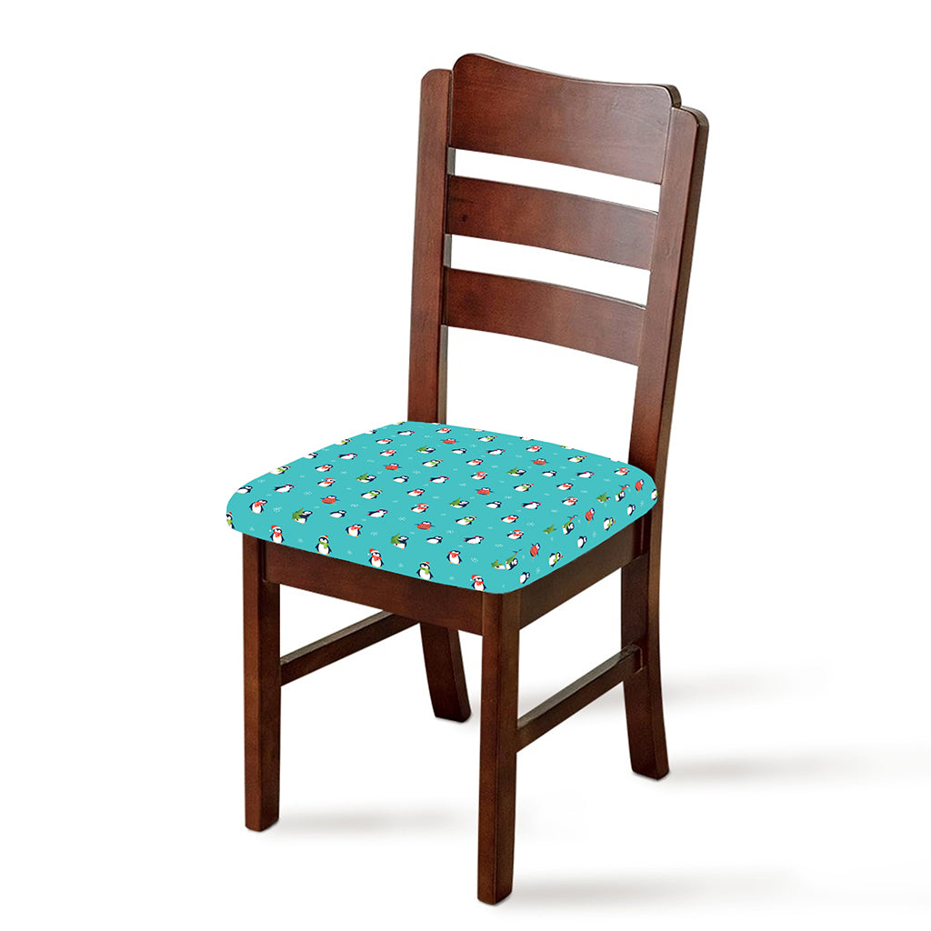 Cute Snowy Penguin Pattern Print Chair Cushion Cover
