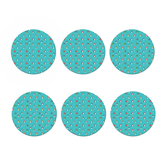 Cute Snowy Penguin Pattern Print Coaster Set