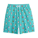 Cute Snowy Penguin Pattern Print Cotton Shorts