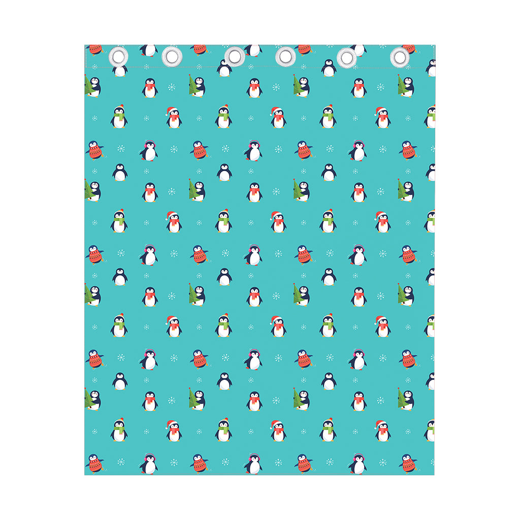 Cute Snowy Penguin Pattern Print Curtain