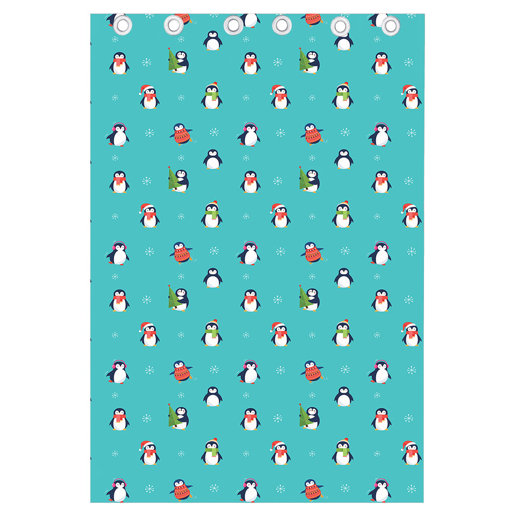 Cute Snowy Penguin Pattern Print Curtain