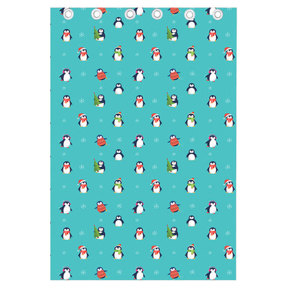Cute Snowy Penguin Pattern Print Curtain