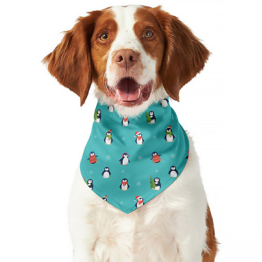 Cute Snowy Penguin Pattern Print Dog Bandana
