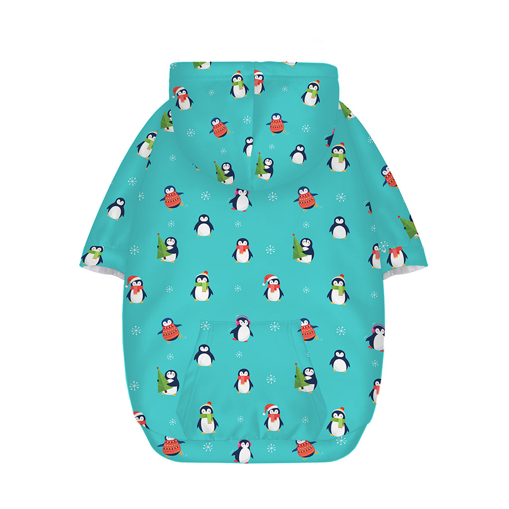 Cute Snowy Penguin Pattern Print Dog Zip Up Hoodie