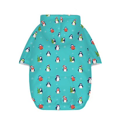 Cute Snowy Penguin Pattern Print Dog Zip Up Hoodie