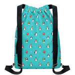 Cute Snowy Penguin Pattern Print Drawstring Backpack
