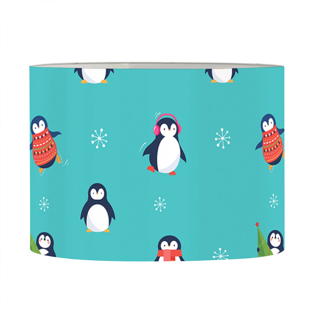 Cute Snowy Penguin Pattern Print Drum Lamp Shade