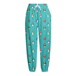 Cute Snowy Penguin Pattern Print Fleece Lined Knit Pants
