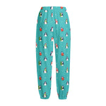 Cute Snowy Penguin Pattern Print Fleece Lined Knit Pants
