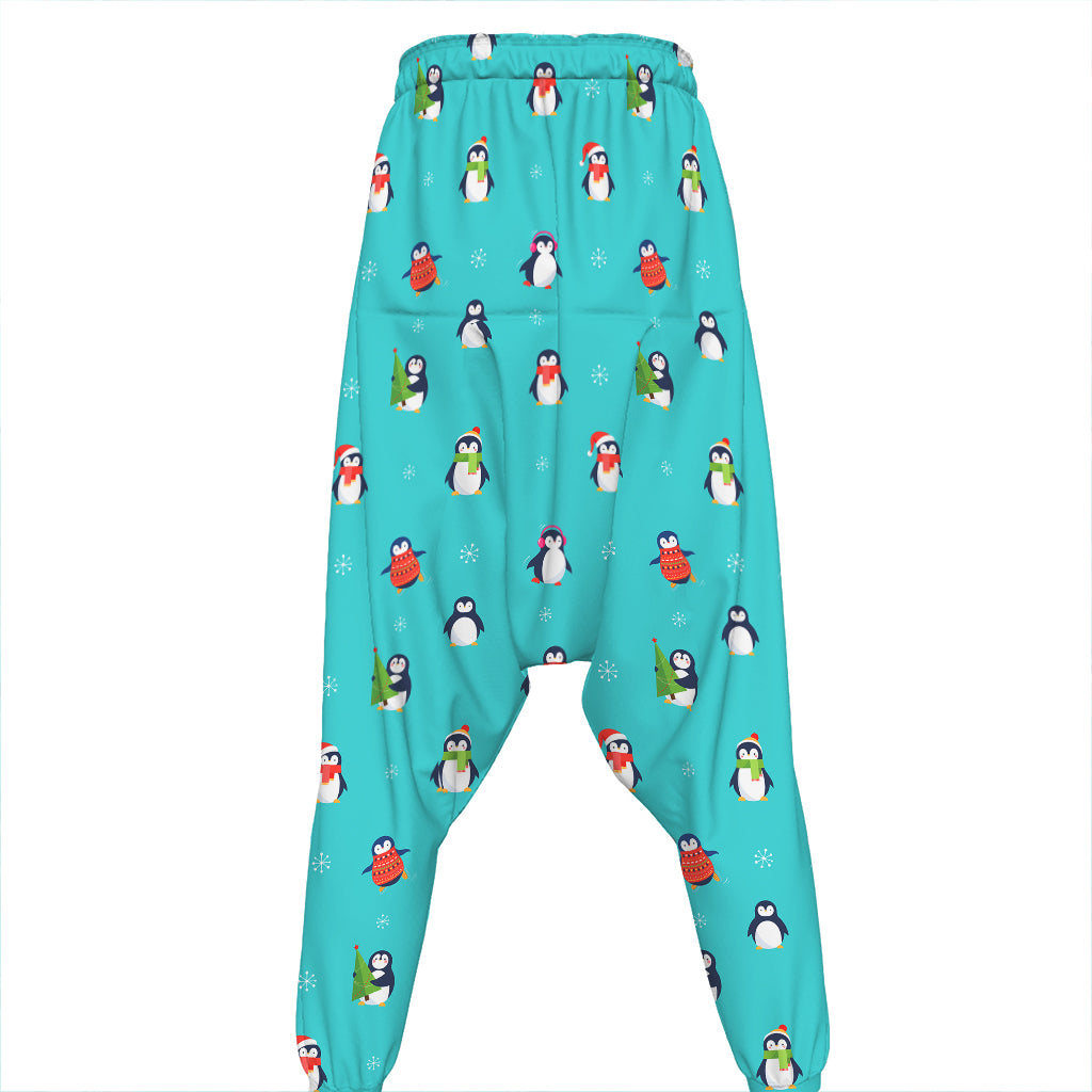 Cute Snowy Penguin Pattern Print Hammer Pants