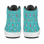 Cute Snowy Penguin Pattern Print High Top Leather Sneakers