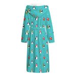 Cute Snowy Penguin Pattern Print Hooded Bathrobe
