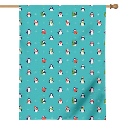 Cute Snowy Penguin Pattern Print House Flag