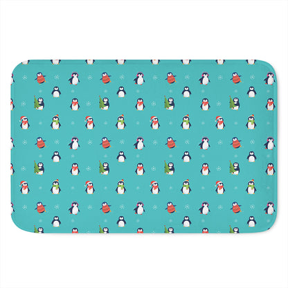 Cute Snowy Penguin Pattern Print Indoor Door Mat