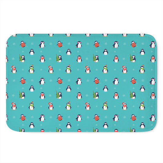 Cute Snowy Penguin Pattern Print Indoor Door Mat