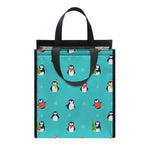 Cute Snowy Penguin Pattern Print Insulated Lunch Tote