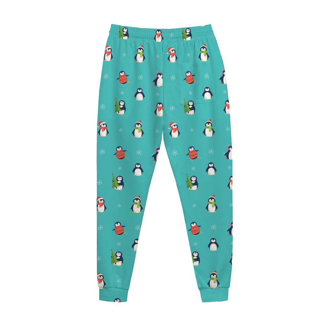 Cute Snowy Penguin Pattern Print Jogger Pants