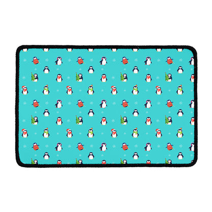 Cute Snowy Penguin Pattern Print Kitchen Mat