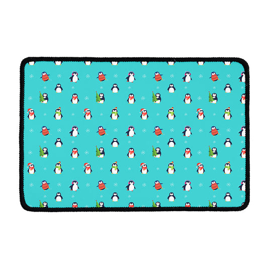 Cute Snowy Penguin Pattern Print Kitchen Mat