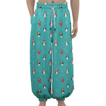Cute Snowy Penguin Pattern Print Lantern Pants