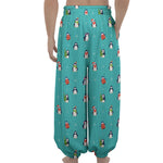 Cute Snowy Penguin Pattern Print Lantern Pants