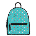 Cute Snowy Penguin Pattern Print Leather Backpack