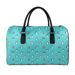 Cute Snowy Penguin Pattern Print Leather Duffle Bag