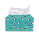 Cute Snowy Penguin Pattern Print Leather Tissue Box Cover