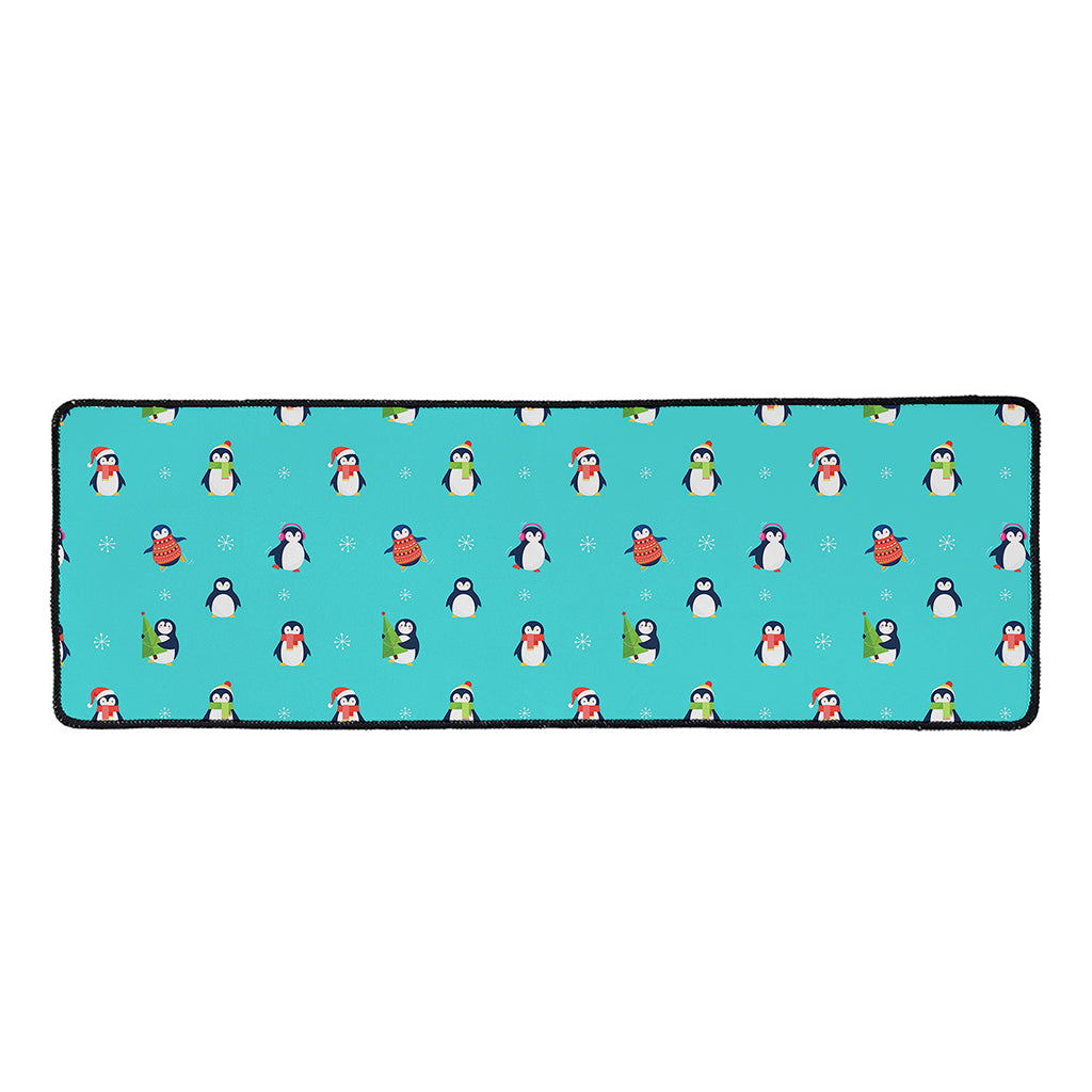 Cute Snowy Penguin Pattern Print Long Kitchen Mat