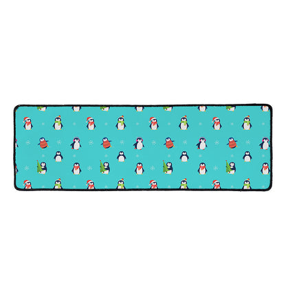 Cute Snowy Penguin Pattern Print Long Kitchen Mat