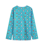 Cute Snowy Penguin Pattern Print Long Sleeve Short Coat