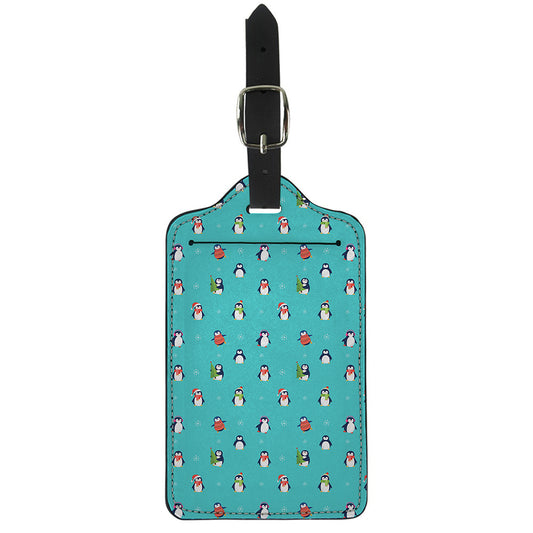 Cute Snowy Penguin Pattern Print Luggage Tag