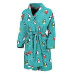 Cute Snowy Penguin Pattern Print Men's Bathrobe