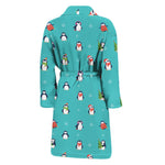 Cute Snowy Penguin Pattern Print Men's Bathrobe