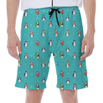 Cute Snowy Penguin Pattern Print Men's Beach Shorts