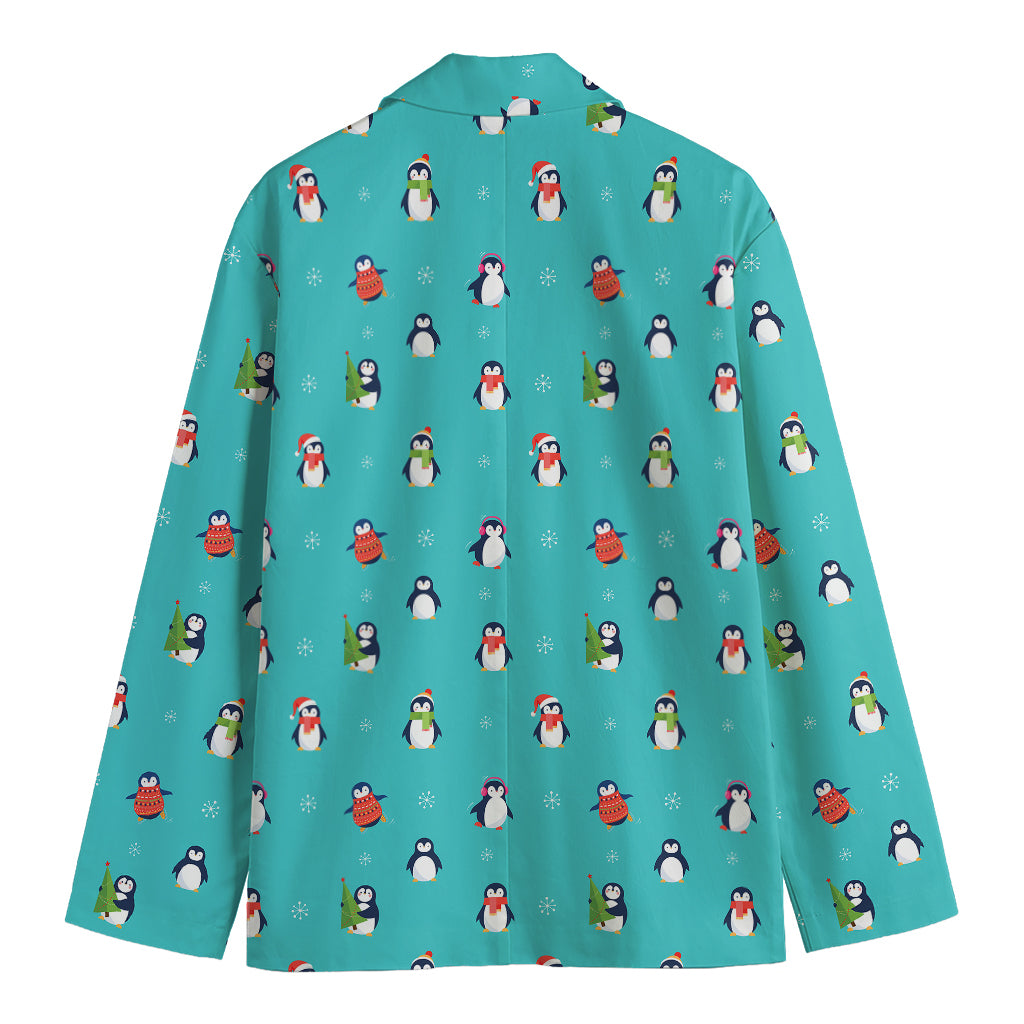 Cute Snowy Penguin Pattern Print Men's Blazer