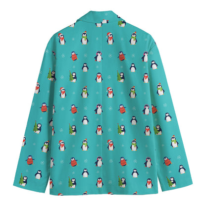 Cute Snowy Penguin Pattern Print Men's Blazer