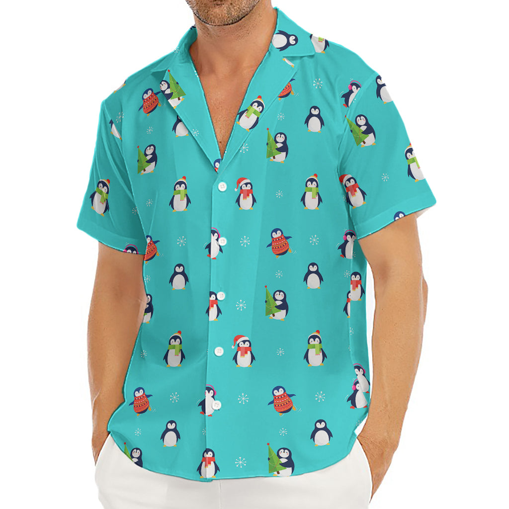Cute Snowy Penguin Pattern Print Men's Deep V-Neck Shirt