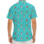 Cute Snowy Penguin Pattern Print Men's Deep V-Neck Shirt