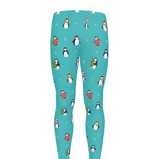 Cute Snowy Penguin Pattern Print Men's leggings